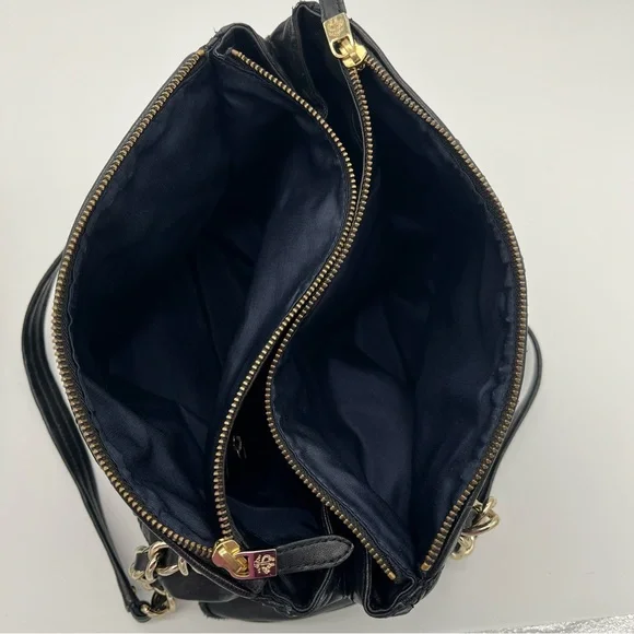 Brooks Brothers Black Quilted Lambskin Bag with beautiful Gold color Accents